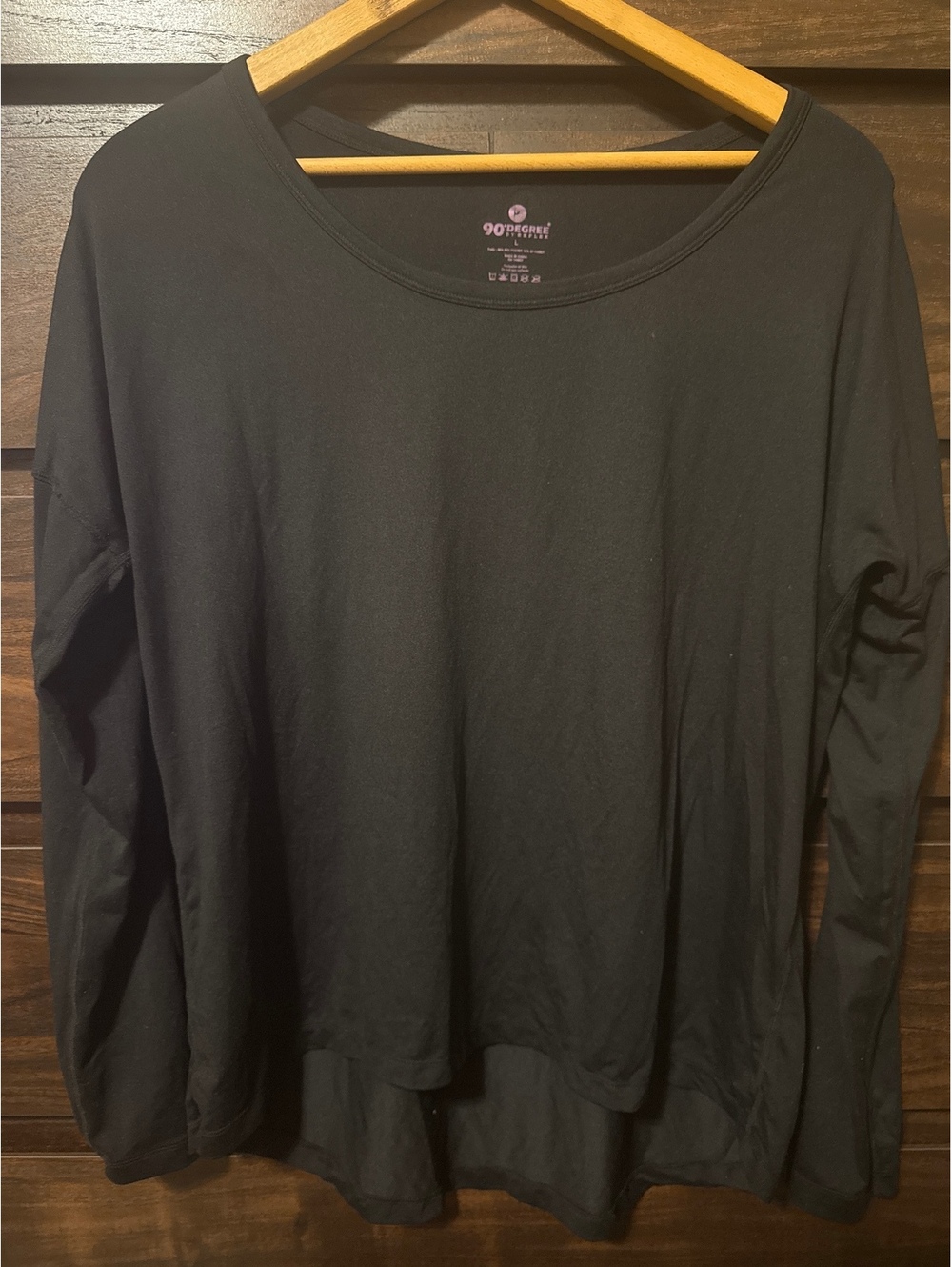 90 Degree by Reflex Women's Black Long Sleeve Top Size L